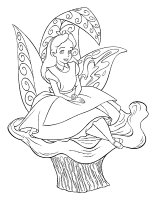 A coloring page of alice in wonderland